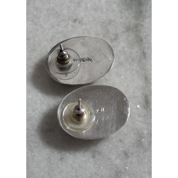 Vintage MCM Sterling Silver Mexico 925 Abalone Earrings - Picture 6 of 6